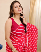 Red Georgette Designer Printed Ready To Wear Saree - Ibiza
