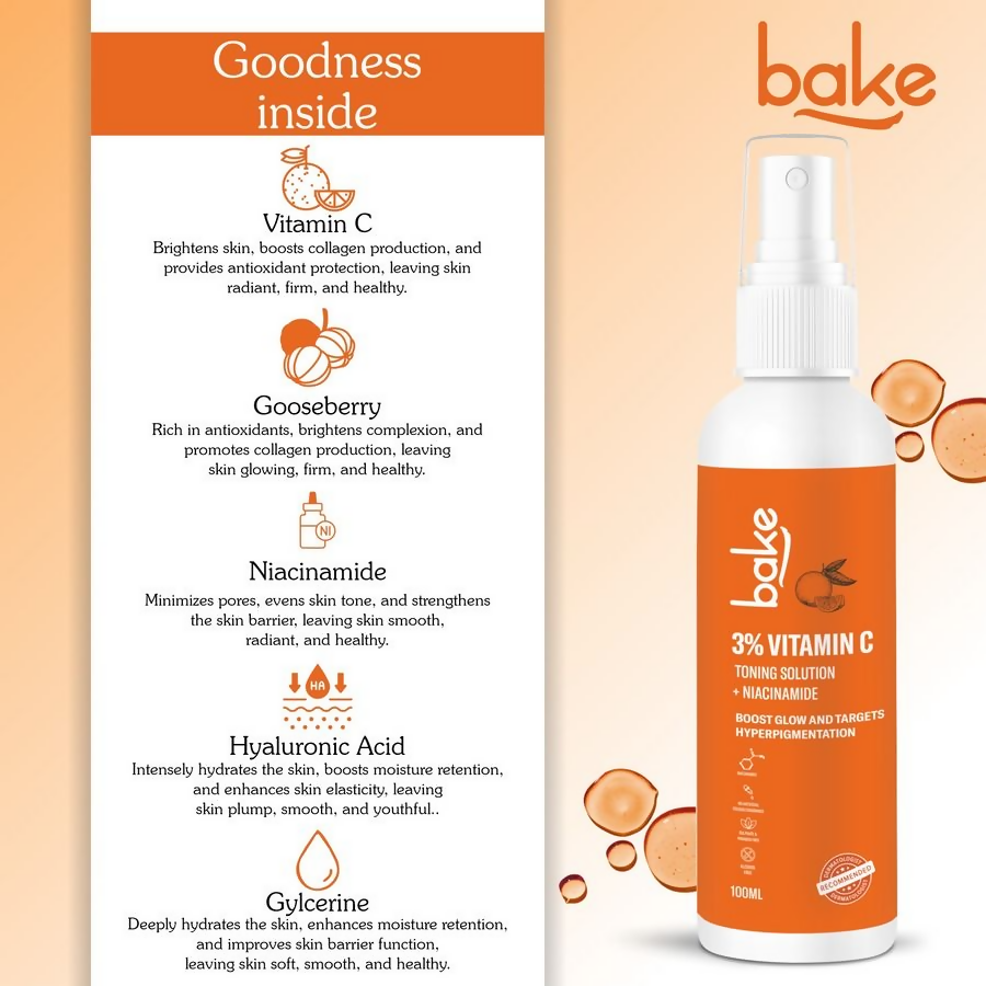 Bake 3% Vitamin C Toner With Niacinamide For Brightening & Glowing Skin