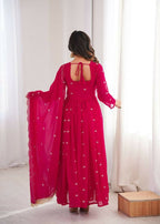 Teeya Creation Rani Faux Georgette Embroidery Work Wedding Wear Gown - Distacart