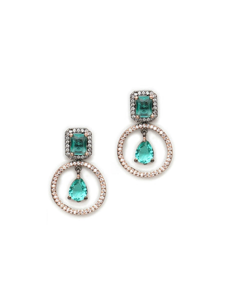 Stone kundan earrings (green) - Ruby Raang