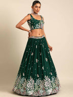 House of Panchhi Green Georgette Sequins and thread embroidery Lehenga choli & Dupatta
