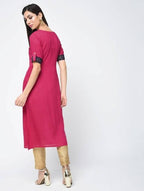 Aniyah Rayon Block Printed Straight Kurta In Magenta Color (AN-113K)