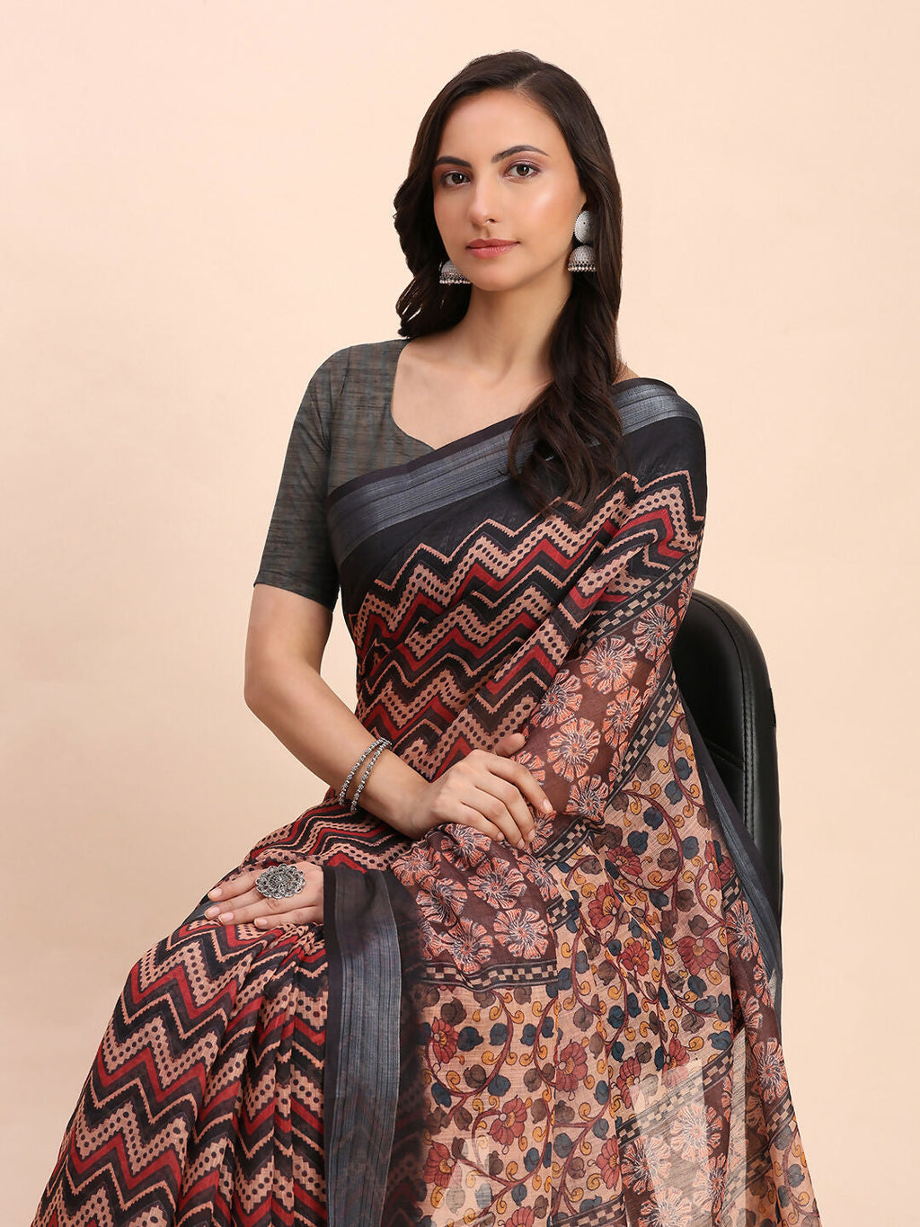 Shree Shyam Fashion Linen Cotton Black Saree - Distacart