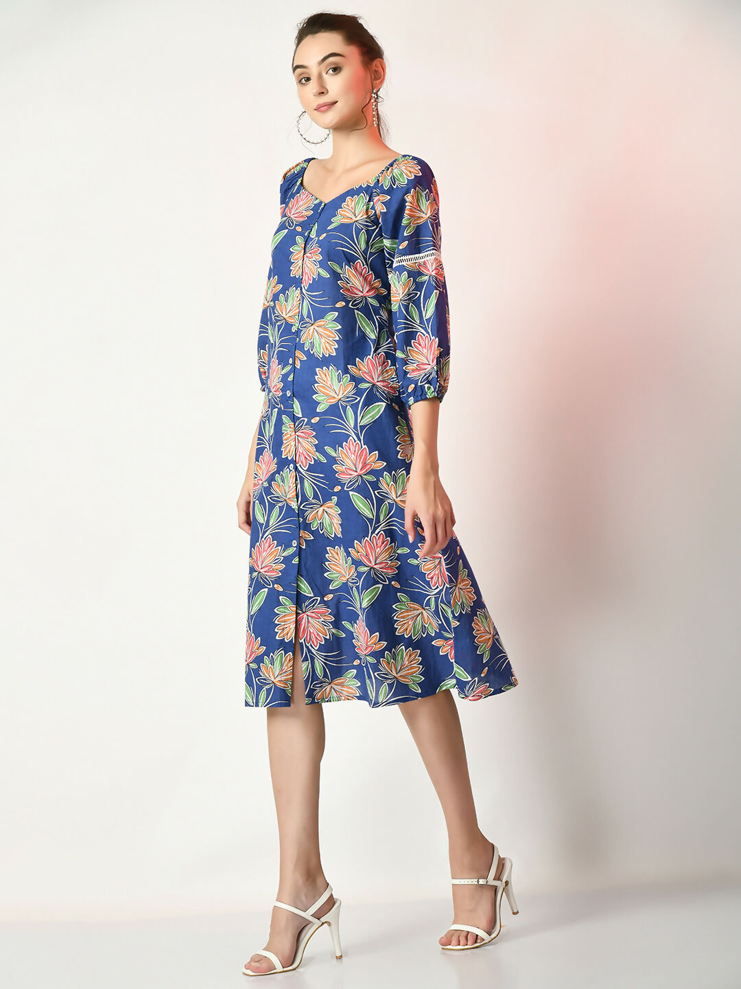 Myshka Women's Blue Printed Dress - Distacart
