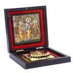 AncientlRam Darbar Pocket Temple Box With Charan Paduka Square Shaped, Gold-Polished