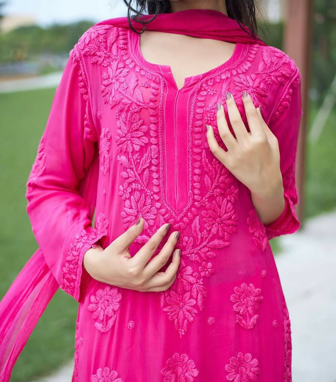 Joban Fashion Pink Kurta Set Georgette Embroidery Sequence Work - Distacart