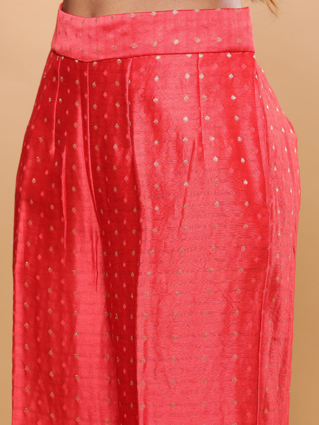 BohoJazz Nazm Embroidered Kimono Sleeves Kurta with Banarasi Pants and Dupatta - Red - Distacart