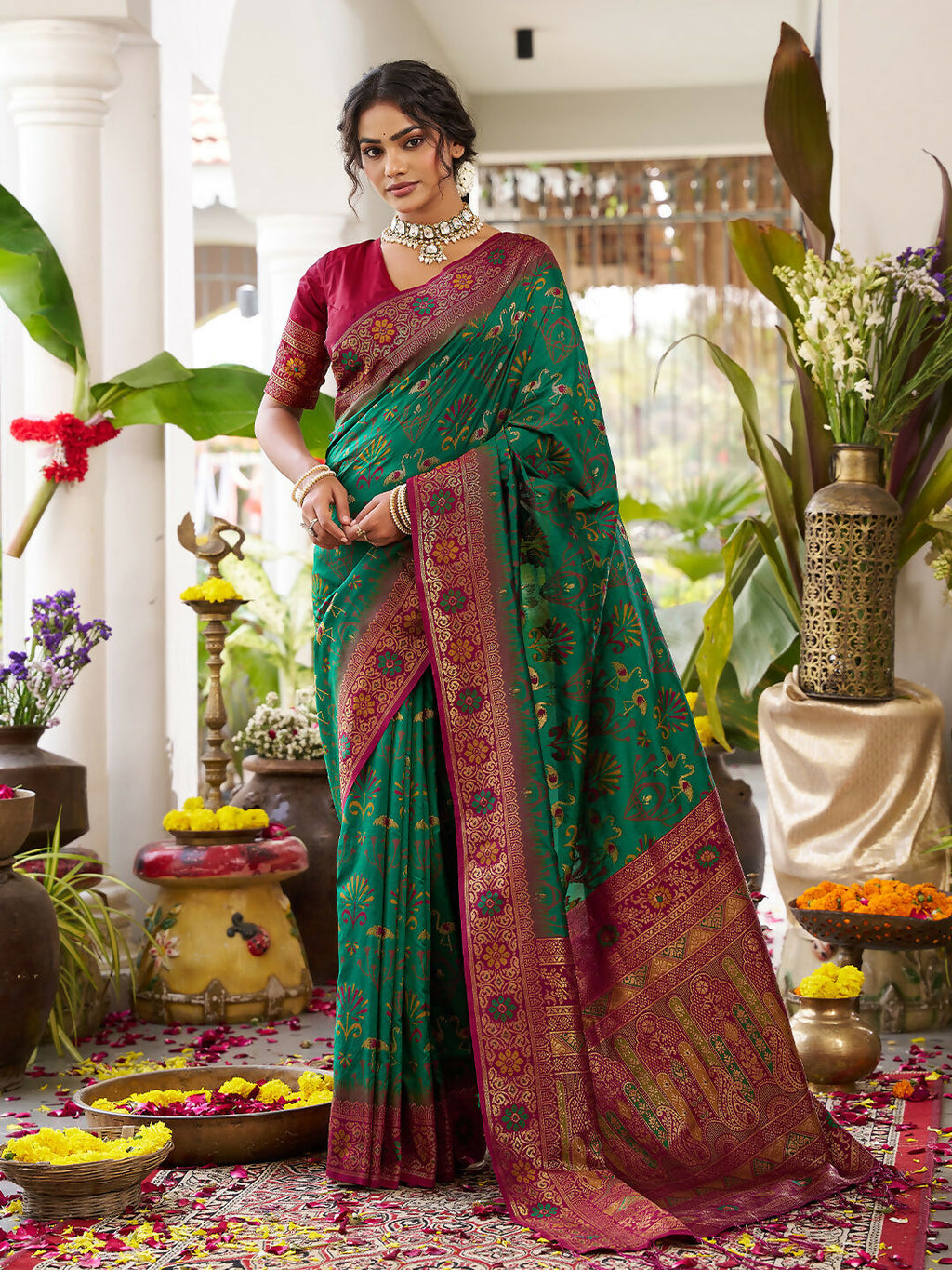 Shree Shyam Fashion Green Soft Silk Saree - Distacart