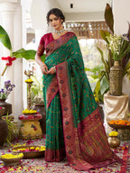 Shree Shyam Fashion Green Soft Silk Saree - Distacart