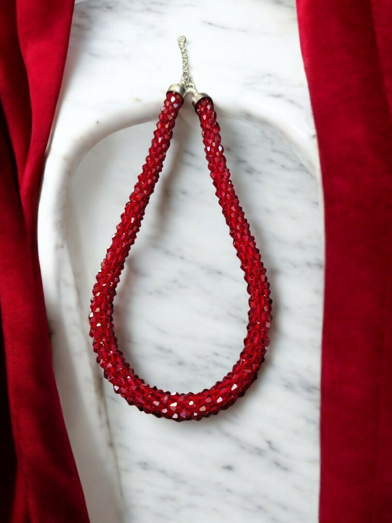 Inhanns Noor-E-Jalwa – Handmade Crystal Bead Necklace -Adjustable - Maroon Only Necklace