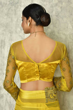 Mustard Silk Solid Designer Saree with Blouse - Purvi
