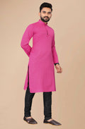 Men's Pink Striped Cotton Kurta - Mahotsav