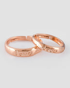 VOJ Stainless Steel Cubic Zirconia Gold-Polished Adjustable Couple Ring Set