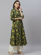Miravan Women's Pure Cotton Floral Printed Anarkali Kurtas