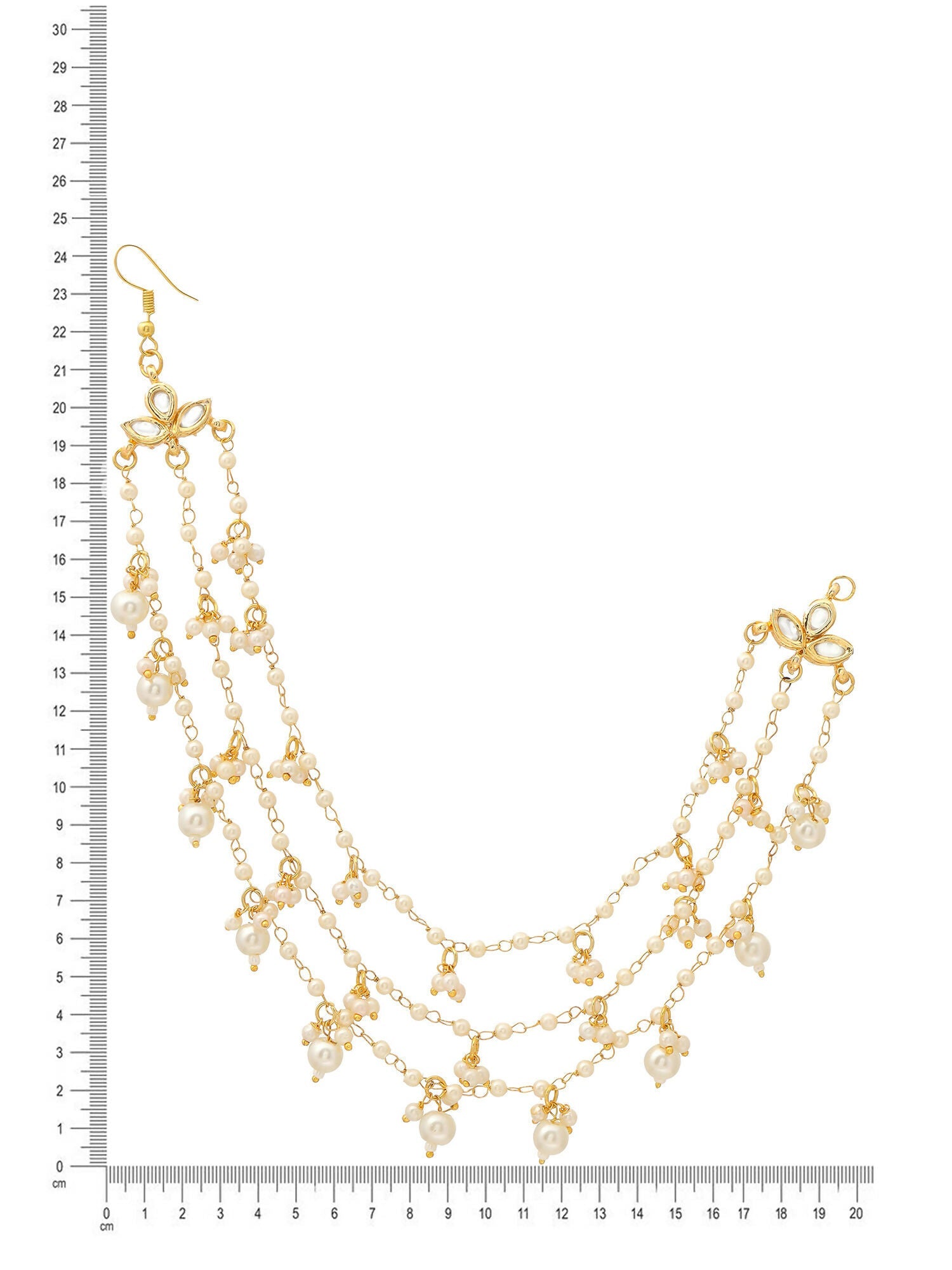Ruby Raang Gold Pearl Ear Chains (set of 2)
