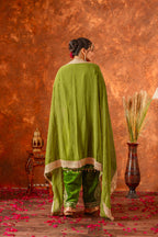 Joban Fashion Olive Green Velvet Embroidery Kurta Set - Distacart