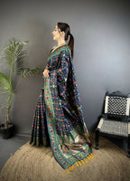 Joban Fashion Navy Blue Banarasi Soft Silk Woven Saree - Distacart