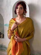 Shree Shyam Fashion Tissue Silk Mustard Saree - Distacart