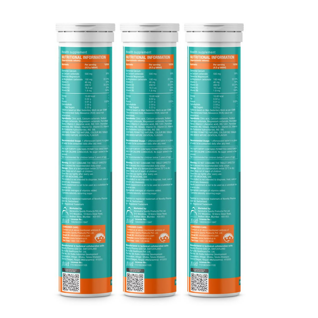 Fast&Up Fortify - Calcium with Essential Vitamin D3 Tablets - Orange Flavour - Distacart