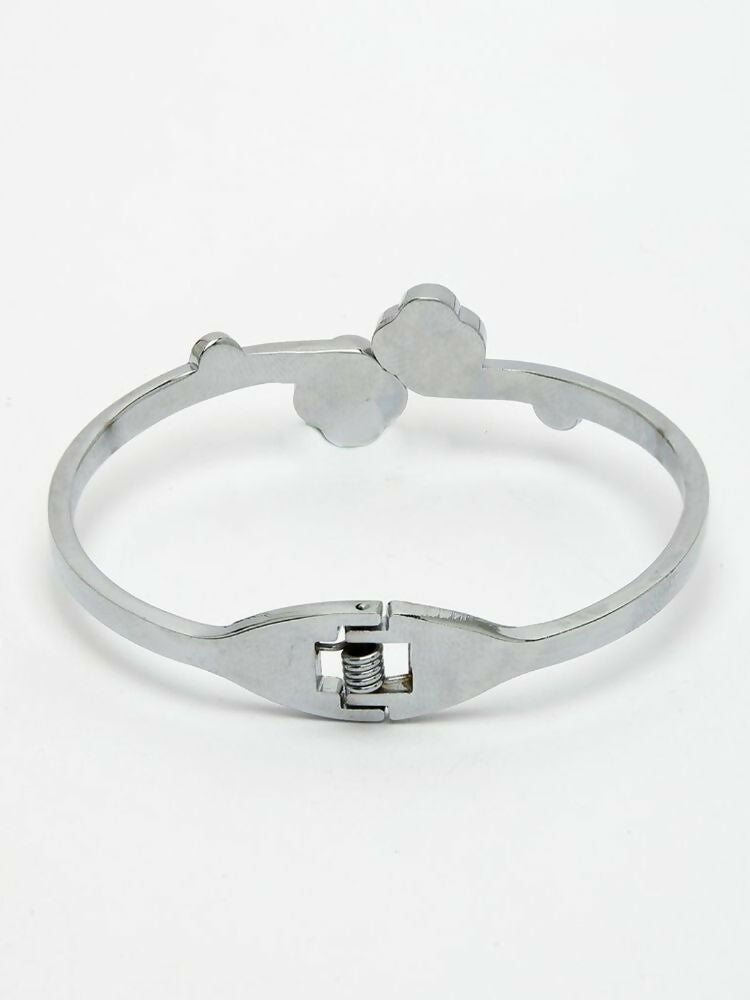 NVR Women Silver Plated Black Cuff Bracelet - Distacart
