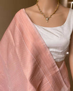 DEIANA'S Beautiful Designer Golden zari Soft Lichi Silk Saree - Cream