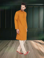 Even Apparels Men's Copper Coloured Linen Kurta