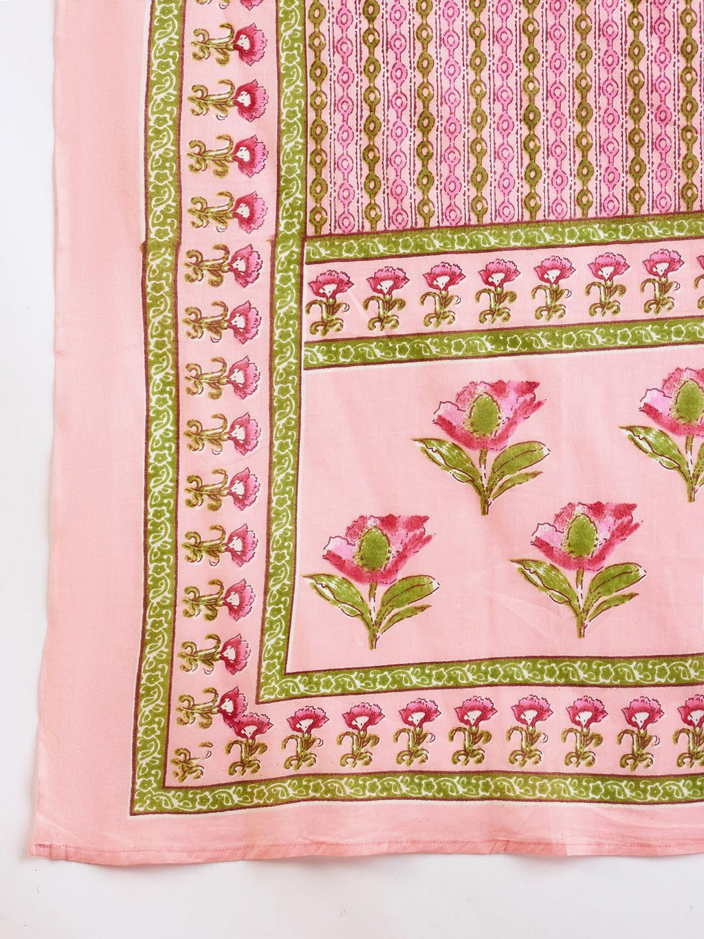 Indo Era Floral Printed Empire Pure Cotton A-Line Kurta With Trousers & Dupatta - Distacart