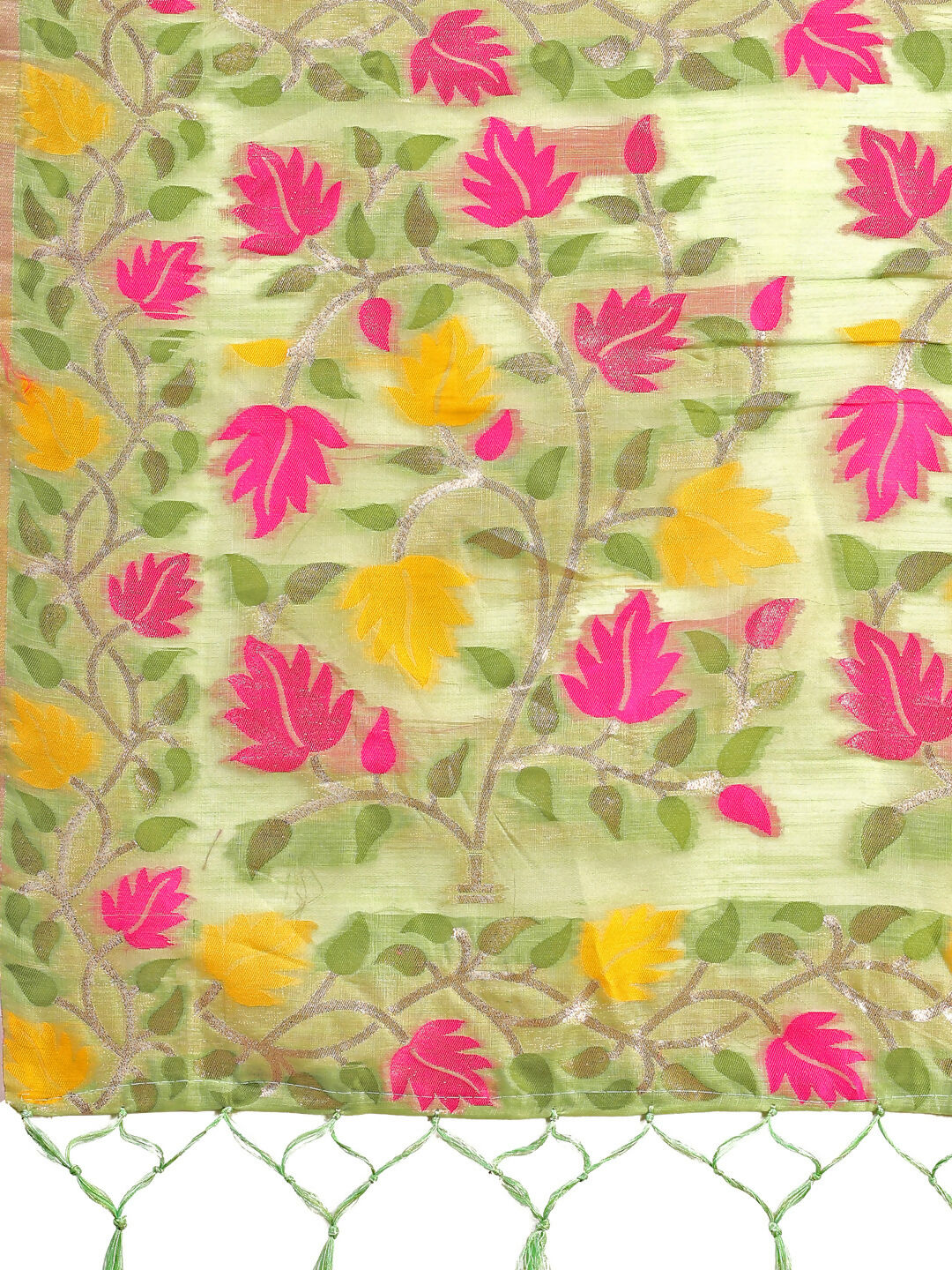 Shree Shyam Fashion Linen Cotton Light Green Saree - Distacart