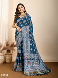 Teal Blue Soft Silk Woven Meenakari Designer Saree - Vedanti