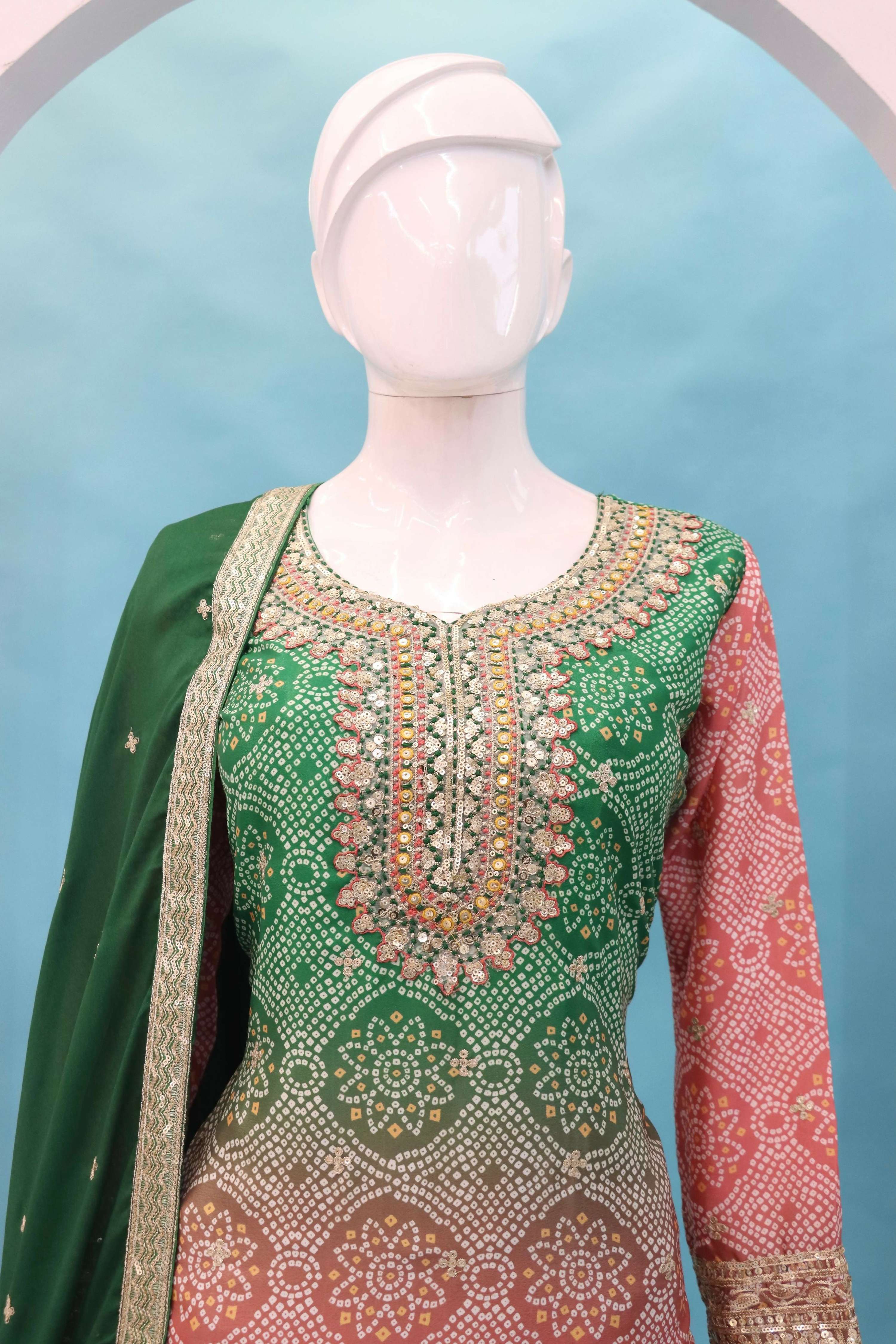 Anaita Peach Digital print with Embroidered Silk Stitched Plazo Suit - Distacart