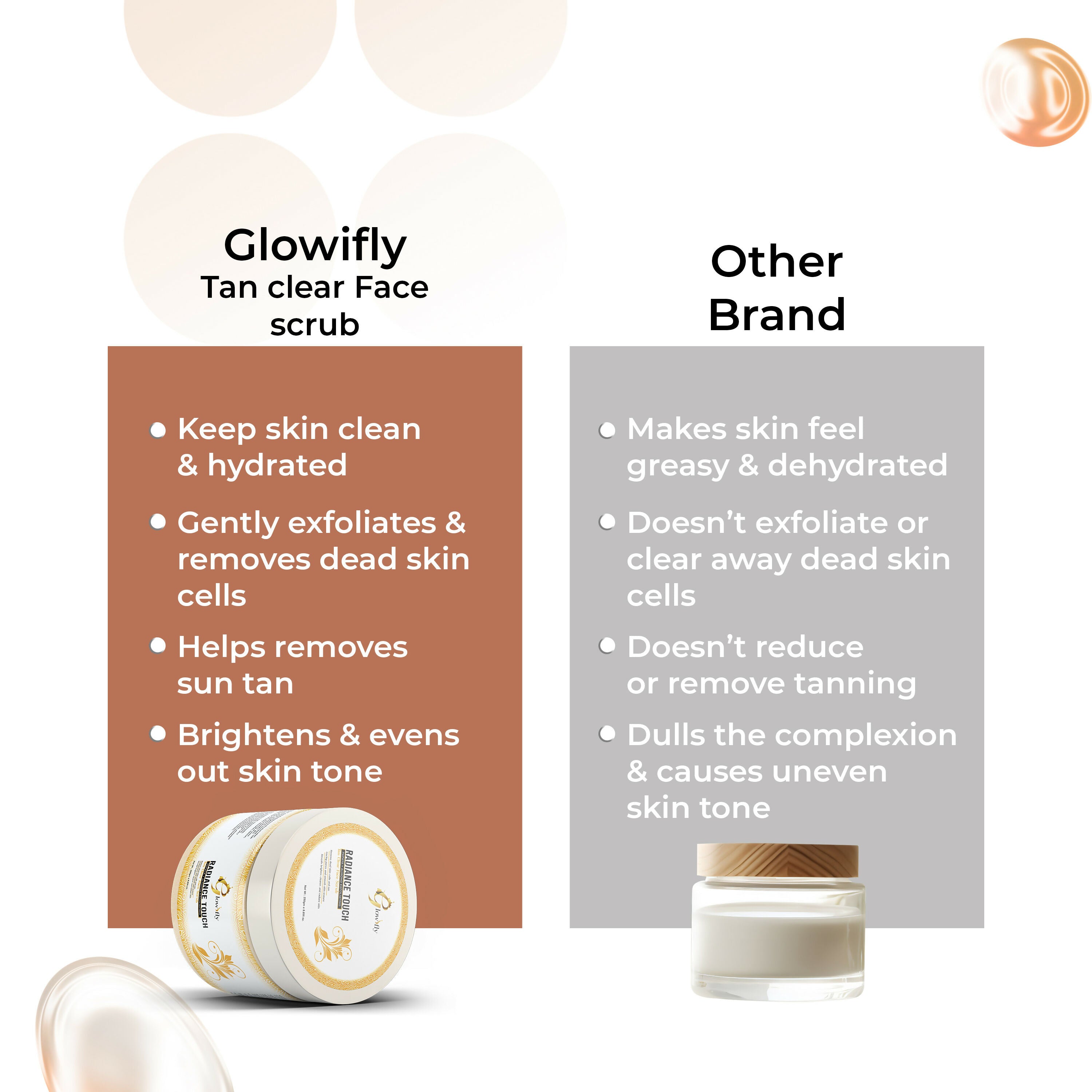 Glowifly Radiance Touch Tan Clear Face Exfoliating Scrub - Papaya Scrub for Face