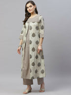 Miravan Women's Pure Cotton Printed A-Line Kurta And Palazzo