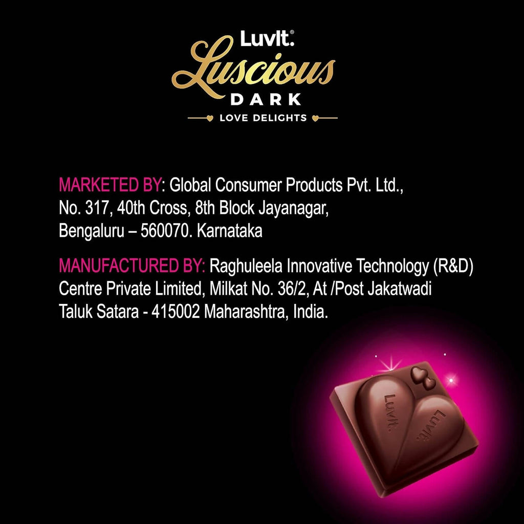 LuvIt Luscious Dark Love Delights - Heart Shaped Chocolate Bars - Distacart