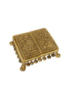 eCraftIndia Gold-Toned Handcrafted Brass Traditional Pooja Chowki With Bells
