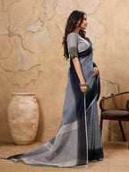 Shree Shyam Fashion Denim Grey Linen Saree - Distacart