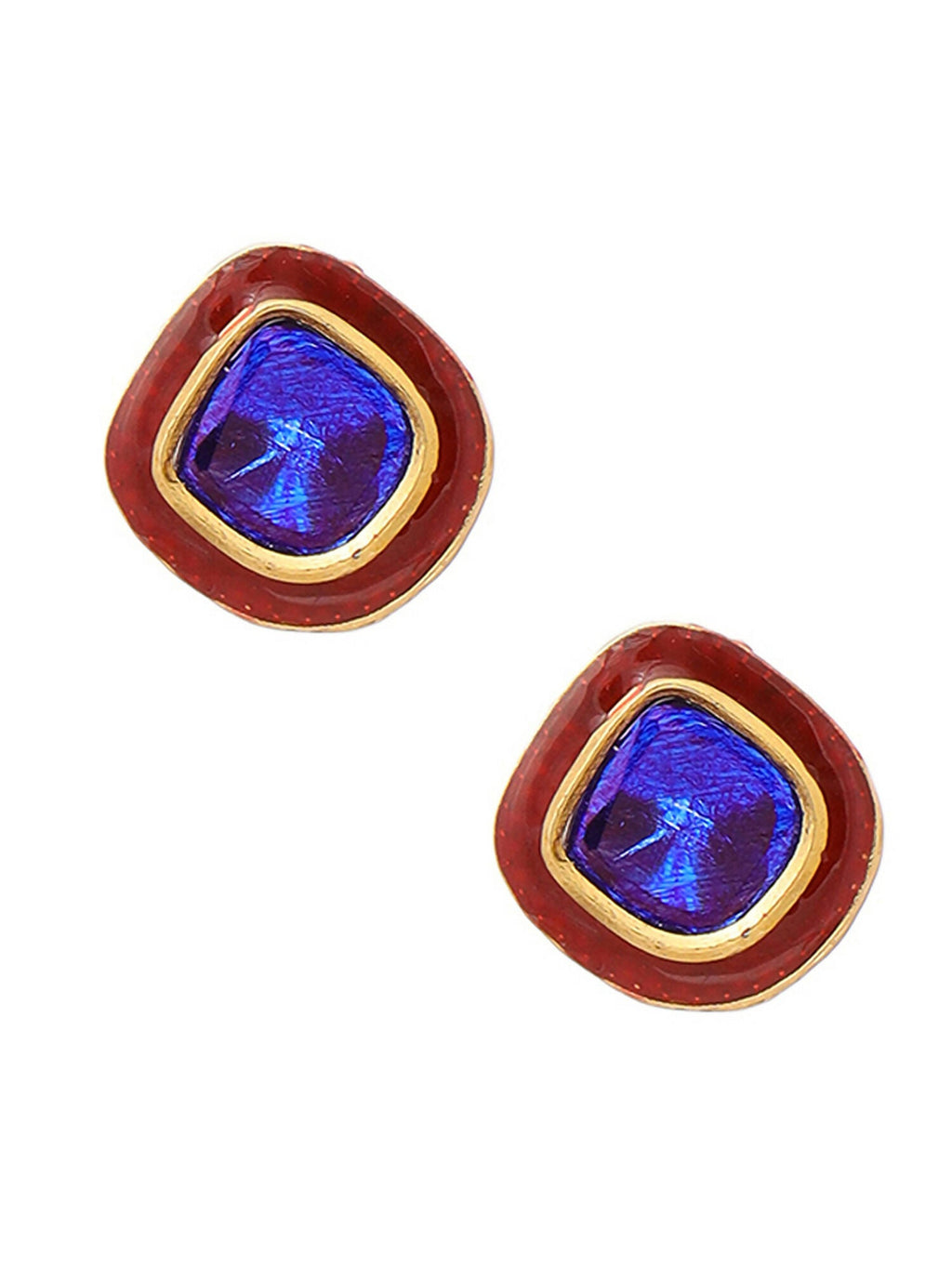Ruby Raang Multi Blue Kundan Studs - Distacart