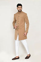 Joban Fashion Chiku Colored Terry Rayon Fabric Indo Western With Straight Fit Pant