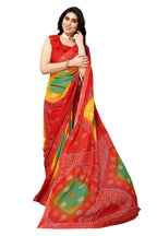 Vamika Ethnic Fire Red Printed With Lace Saree - Distacart