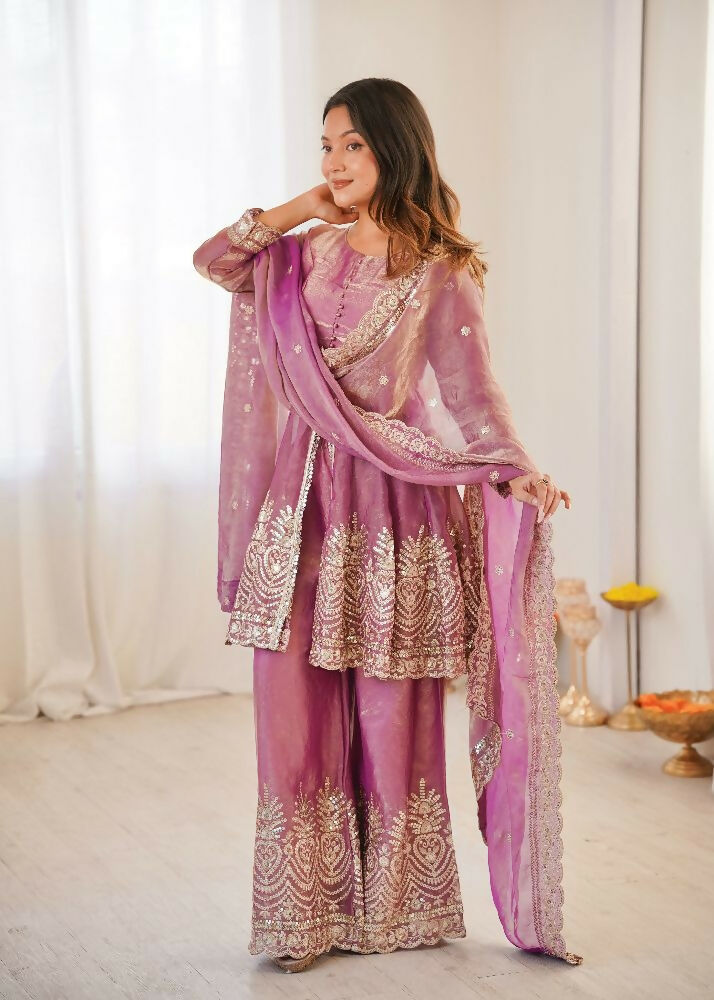 Teeya Creation Pink Color Fendy Satin Silk Embroidery Work Party Wear Salwar Suit - Distacart