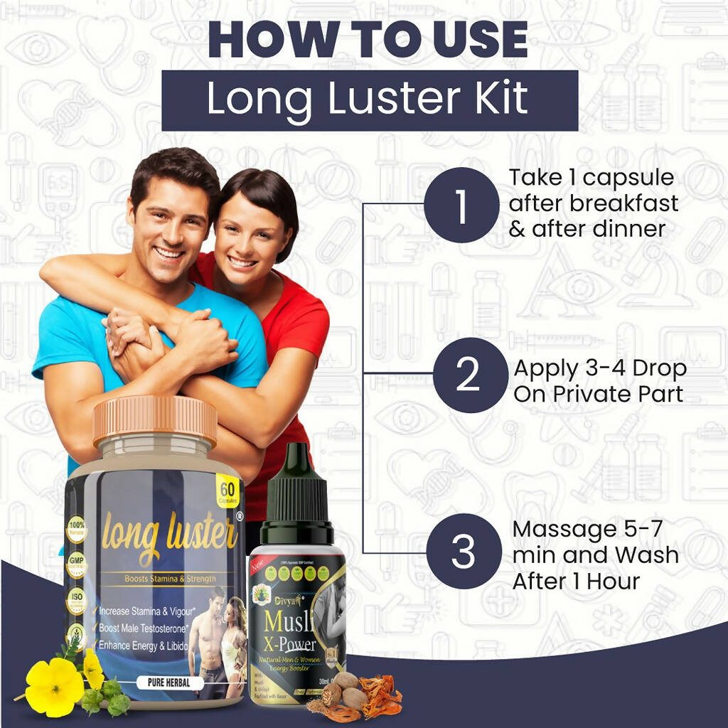Divya Shree Long Luster Capsule & Musli X-Power Oil Combo - Distacart