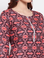 Myshka Women's Multi Printed Pashmeena Full Sleeve Round Neck Casual Winter Kurta