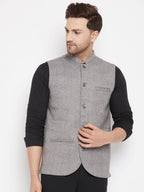 Even Apparels Grey Wool Men Woven Nehru Jacket WL730 - Distacart