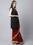 Even Apparels Black Polywool Open Front Women's Long Coat - Distacart