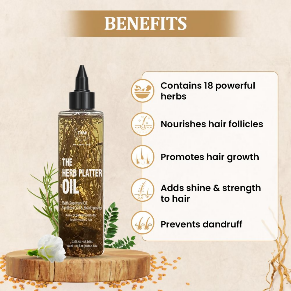 The Natural Wash Herb Platter Oil With Shankpushpi & Methi Seeds For Healthy & Strong Hair
