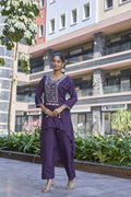 Joban Fashion Purple Cotton Premium Pure Viscose Dola With Handwork Kurta set