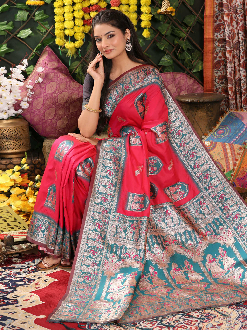 Shree Shyam Fashion Silk Pink Saree - Distacart