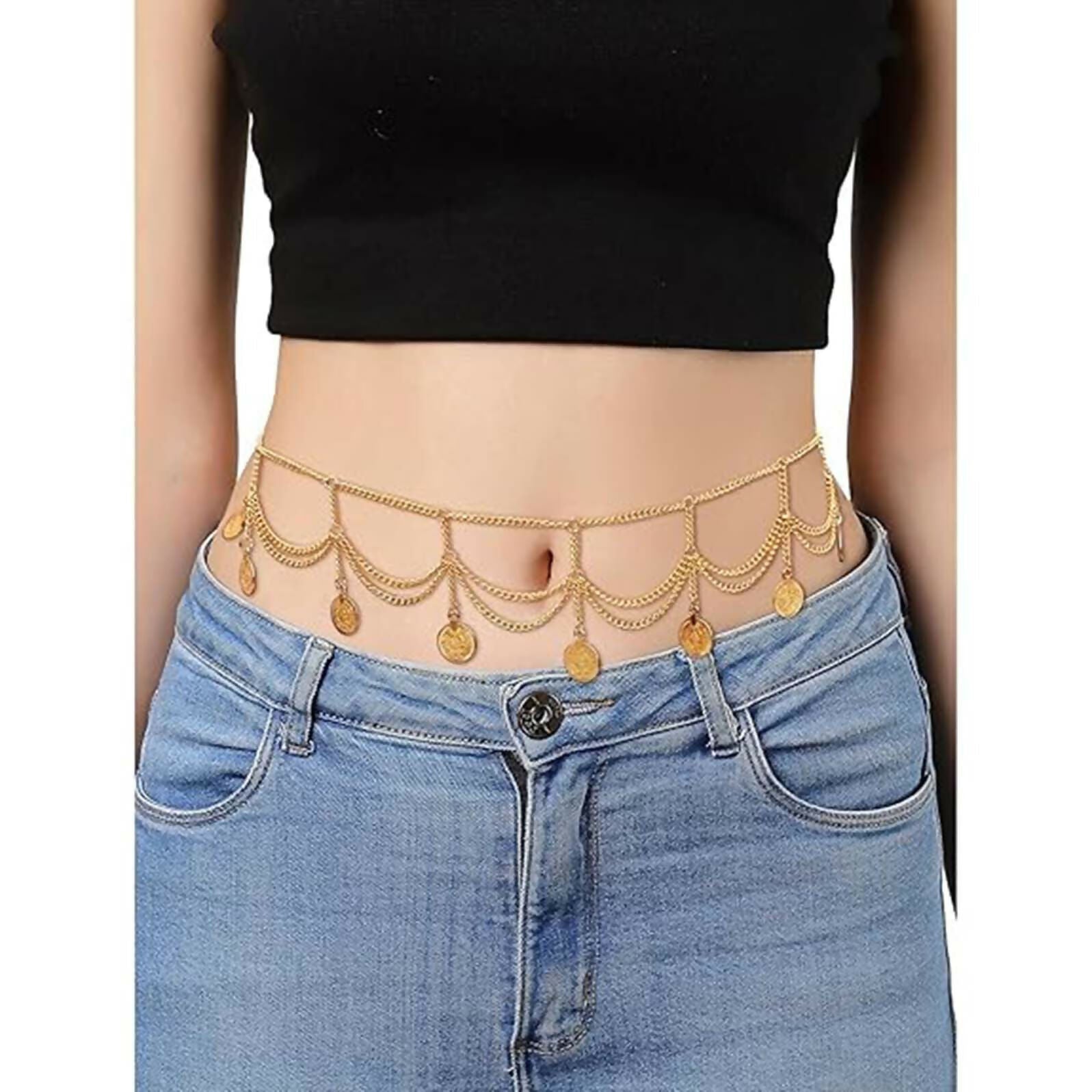 Joban Fashion Golden Alloy Waist Chain For Women