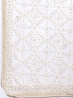 Myshka Women's White Net Solid Casual Dupatta