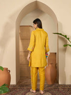 Joban Fashion Women Mustard Roman Silk Embroidered Stitched Kurta Set - Distacart