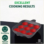 The Indus Valley 9 Pit/Cup CASTrong Cast Iron Paniyaram/Appe Pan+ Spatula, Pre-seasoned, Natural Nonstick, 100% Pure, Toxin-free, 18.2 cm, 1.34 kg